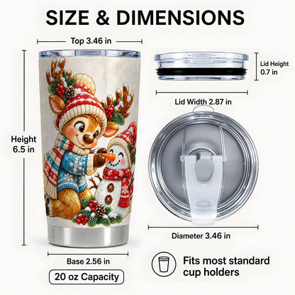 #pl[20oz|Steel] Reindeer Snowman Tumbler 20oz, Christmas Stainless Steel Travel Cup