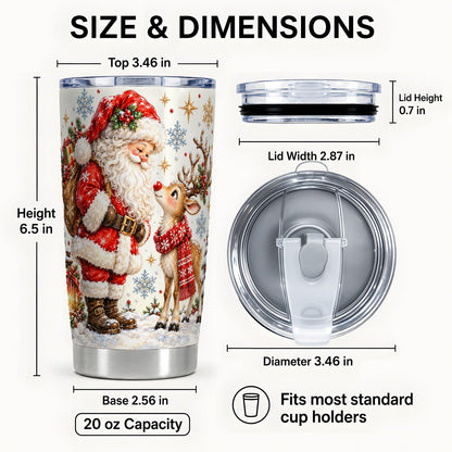 #pl[20oz|Steel] Santa Reindeer Tumbler 20oz, Snowflake Stainless Steel Travel Cup