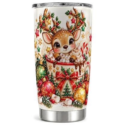 Christmas Reindeer Tumbler 20oz, Cocoa Stainless Steel Travel Cup