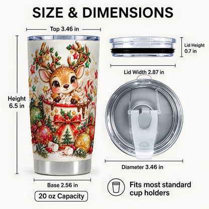 #pl[20oz|Steel] Christmas Reindeer Tumbler 20oz, Cocoa Stainless Steel Travel Cup