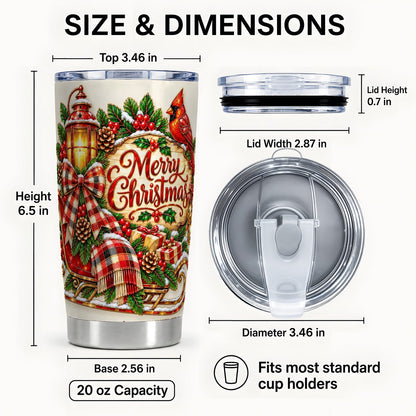 #pl[20oz|Steel] Christmas Cardinal Tumbler 20oz, Sleigh Tumbler, Steel Travel Cup