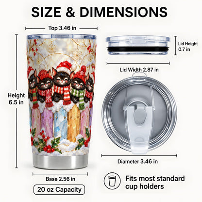#pl[20oz|Steel] Christmas Black Cats Tumbler 20oz, Festive Kitty Stainless Steel Travel Cup