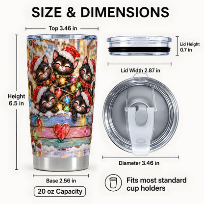 #pl[20oz|Steel] Christmas Kittens Tumbler 20oz, Holiday Cats Stainless Steel Travel Cup