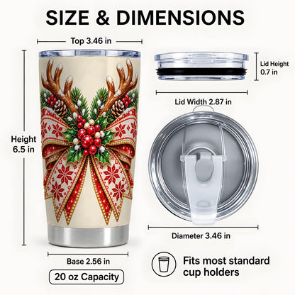 #pl[20oz|Steel] Snowflake Bow Tumbler 20oz, Winter Tumbler, Stainless Steel Travel Cup