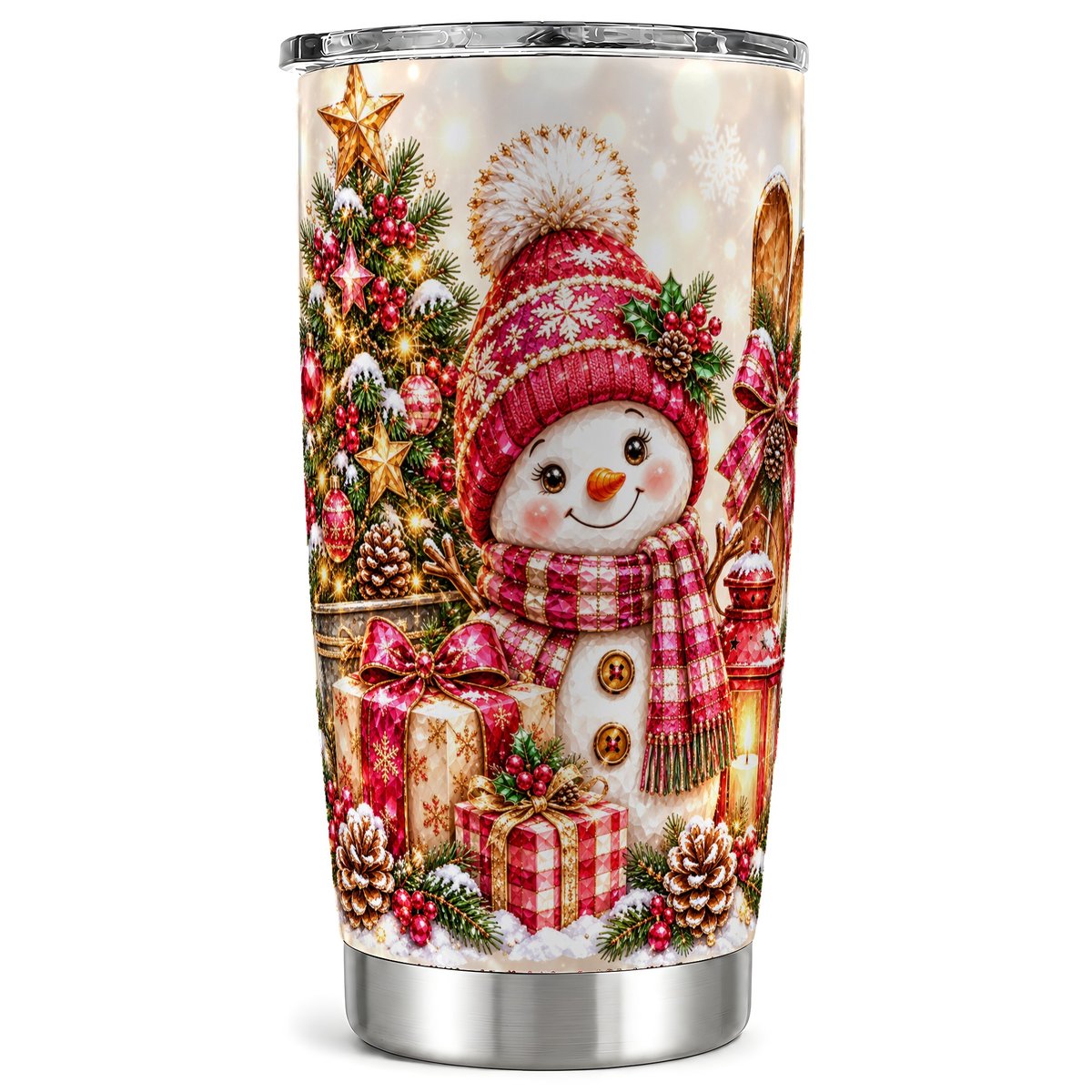 Christmas Snowman Tumbler 20oz, Holiday Stainless Steel Travel Cup