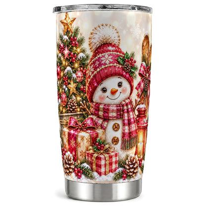 Christmas Snowman Tumbler 20oz, Holiday Stainless Steel Travel Cup
