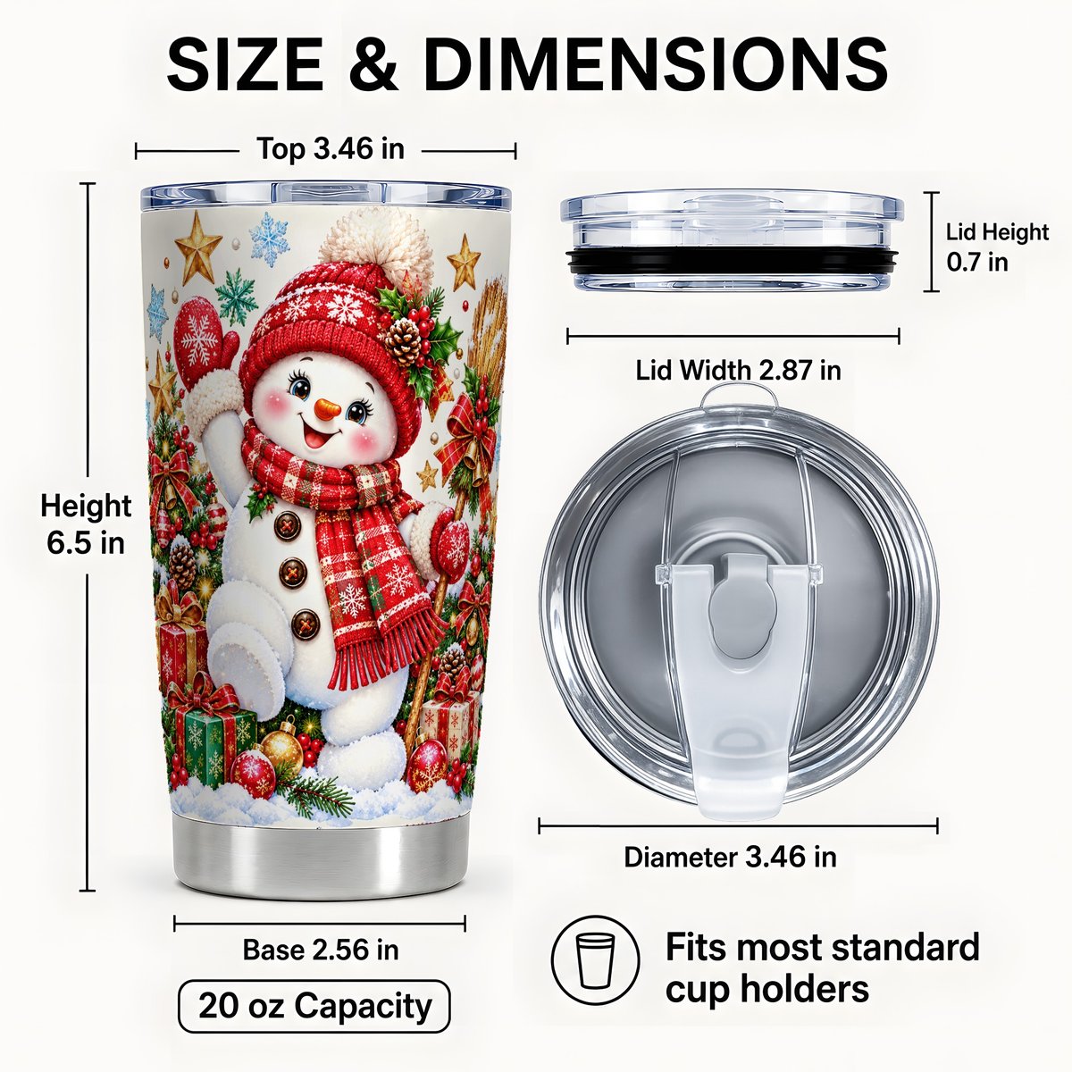 #pl[20oz|Steel] Christmas Snowman Tumbler 20oz, Winter Stainless Steel Travel Cup