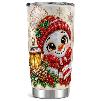Crystal Snowman Tumbler 20oz, Lantern Stainless Steel Travel Cup