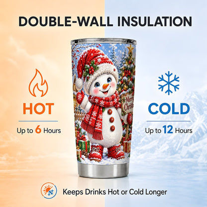 Christmas Village Snowman Tumbler 20oz, Stainless Steel Travel Cup