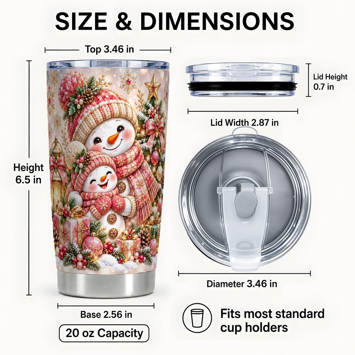 #pl[20oz|Steel] Snowman Family Tumbler 20oz, Holiday Tumbler, Stainless Steel Travel Cup