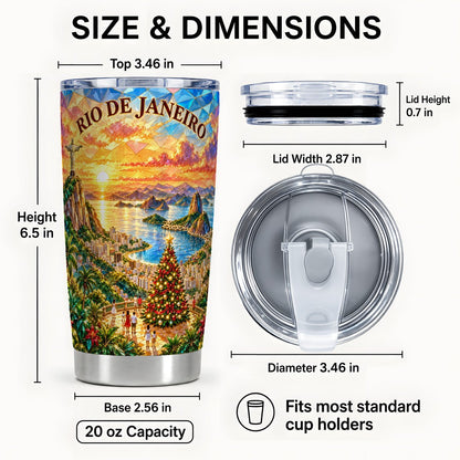#pl[20oz|Steel] Rio Christmas 20oz Tumbler, Coastal Scene Tumbler, Steel Travel Cup