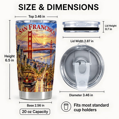 #pl[20oz|Steel] San Francisco 20oz Tumbler, Christmas City Tumbler, Steel Travel Cup