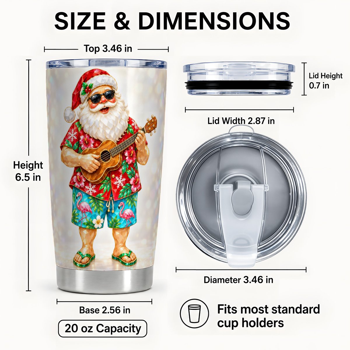 #pl[20oz|Steel] Tropical Santa Tumbler 20oz, Music Stainless Steel Travel Cup