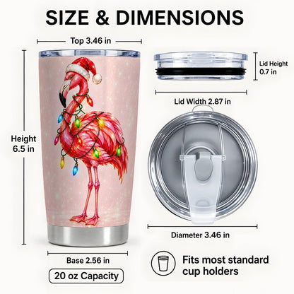 #pl[20oz|Steel] Christmas Flamingo Tumbler 20oz, Pink Stainless Steel Travel Cup