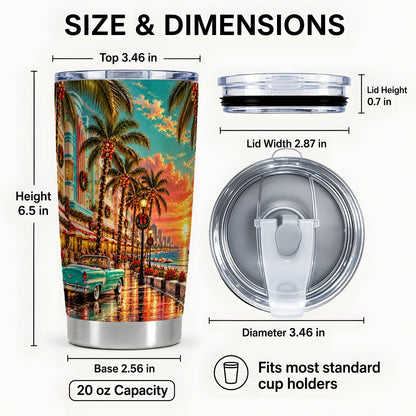 #pl[20oz|Steel] Coastal Holiday Tumbler 20oz, Tropical Stainless Steel Travel Cup