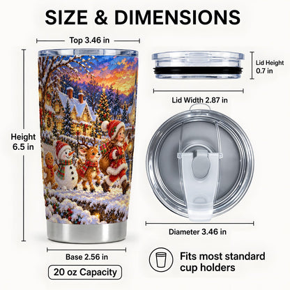 #pl[20oz|Steel] Snowy Village Tumbler 20oz, Christmas Tumbler, Stainless Steel Travel Cup