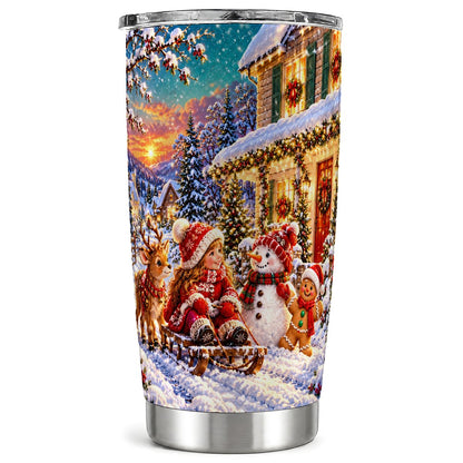 Christmas Sled Tumbler 20oz, Winter Tumbler, Stainless Steel Travel Cup