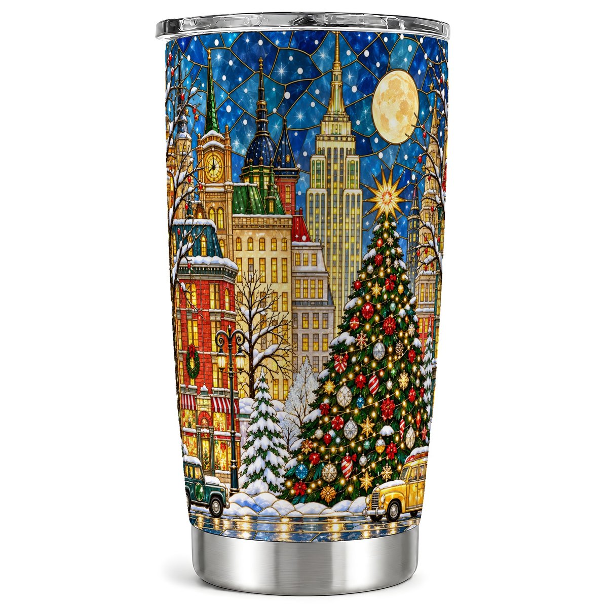 Christmas City Tumbler 20oz, Tree Tumbler, Stainless Steel Travel Cup