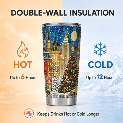 Christmas City Tumbler 20oz, Tree Tumbler, Stainless Steel Travel Cup