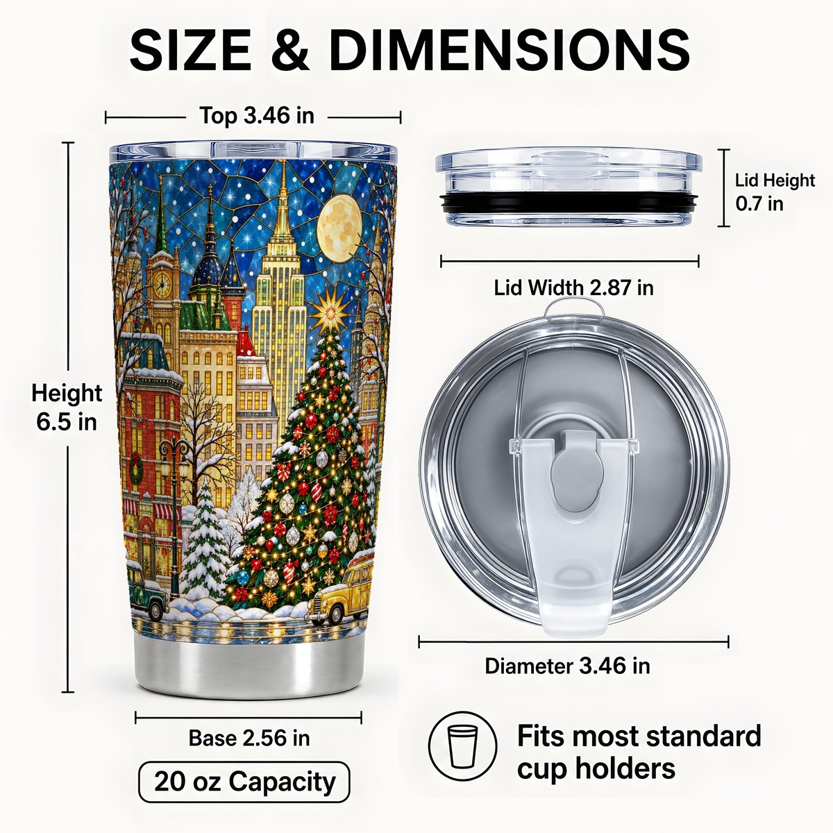#pl[20oz|Steel] Christmas City Tumbler 20oz, Tree Tumbler, Stainless Steel Travel Cup