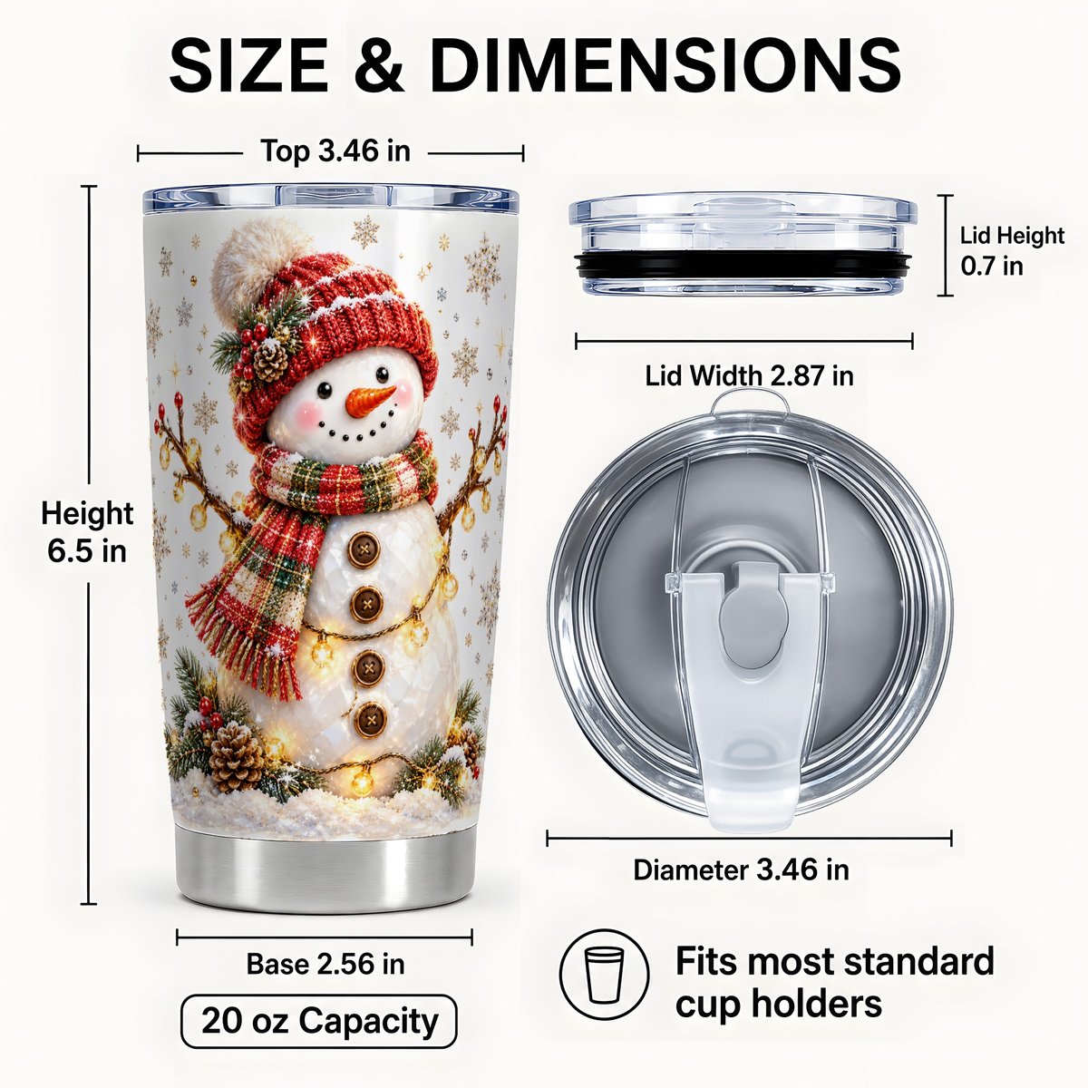 #pl[20oz|Steel] Festive Snowman Tumbler 20oz, Holiday Tumbler, Stainless Steel Travel Cup