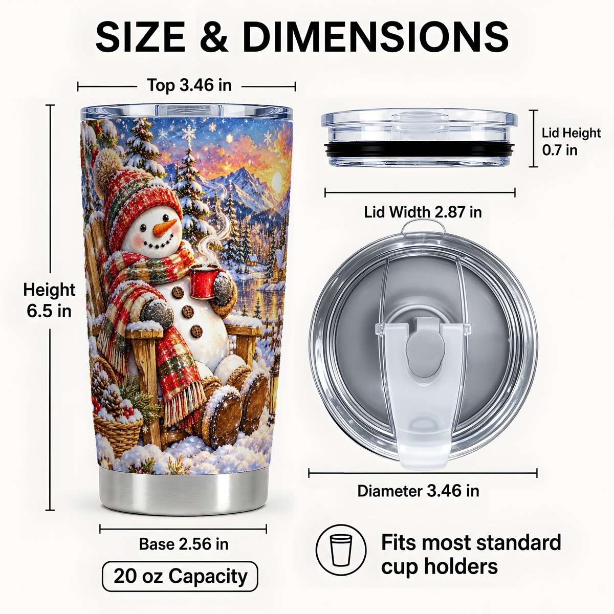 #pl[20oz|Steel] Snowman Cabin Tumbler 20oz, Winter Tumbler, Stainless Steel Travel Cup