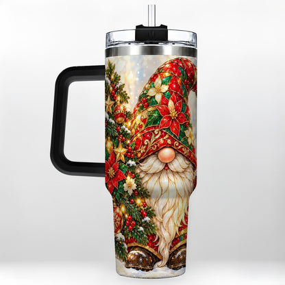 #pl[40oz|Black] Christmas Gnome 40oz Tumbler with Handle, Festive Tree Lantern Artwork