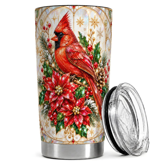 Christmas Cardinal 20oz Tumbler, Winter Travel Cup for Bird Lovers