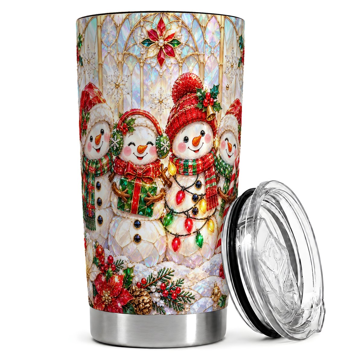 Christmas Snowman Family 20oz Tumbler, Winter Travel Cup for Women