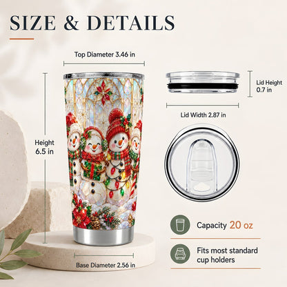 #pl[20oz|Steel] Christmas Snowman Family 20oz Tumbler, Winter Travel Cup for Women