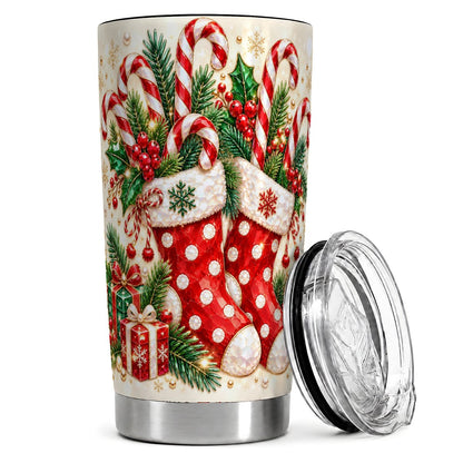 Christmas Stockings 20oz Tumbler, Candy Cane Travel Cup for Women