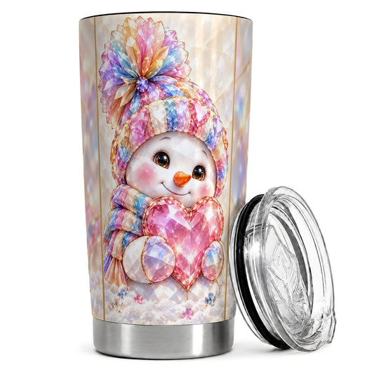 Pastel Snowman 20oz Tumbler, Christmas Travel Cup for Winter Lovers