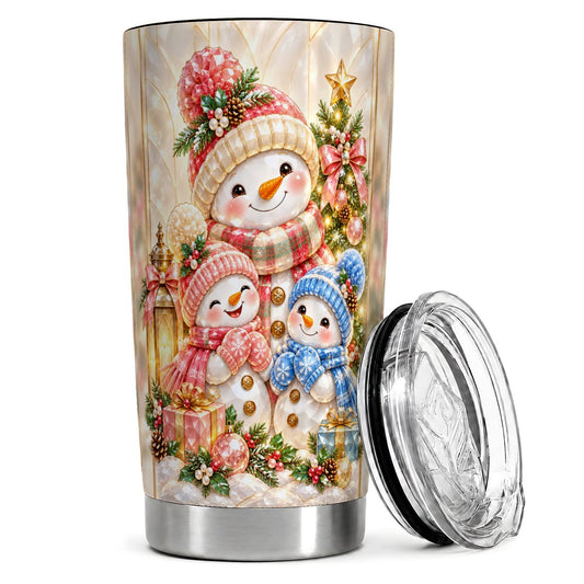 Snowman Family 20oz Tumbler, Christmas Travel Cup for Winter Lovers