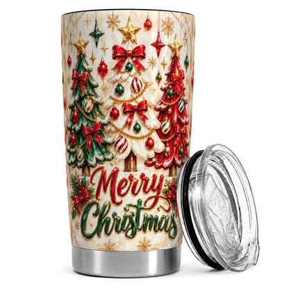 Christmas Tree Trio 20oz Tumbler, Merry Christmas Holiday Travel Cup