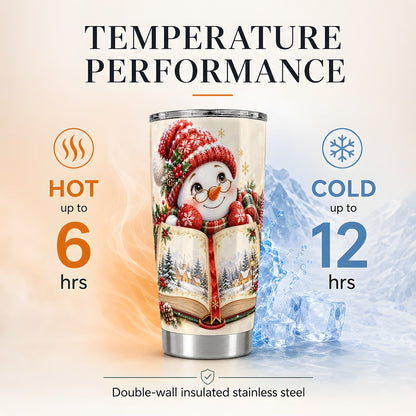 Reading Snowman 20oz Tumbler, Christmas Storybook Travel Cup