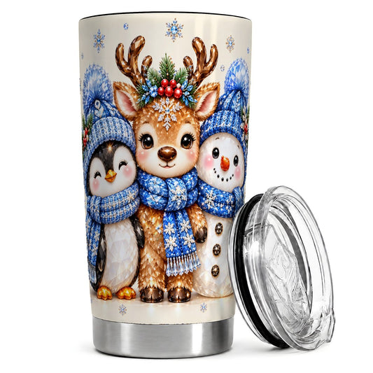 Christmas Animal Friends 20oz Tumbler, Winter Travel Cup for Women