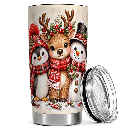 Christmas Winter Friends 20oz Tumbler, Holiday Travel Cup for Women