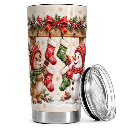 Christmas Stocking Friends 20oz Tumbler, Holiday Travel Cup for Women