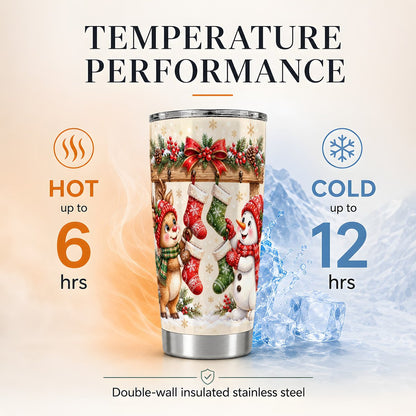 Christmas Stocking Friends 20oz Tumbler, Holiday Travel Cup for Women