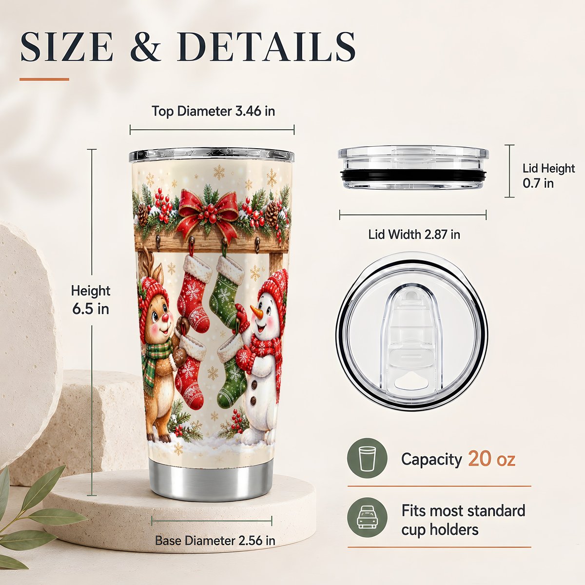 #pl[20oz|Steel] Christmas Stocking Friends 20oz Tumbler, Holiday Travel Cup for Women
