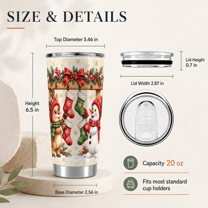 #pl[20oz|Steel] Christmas Stocking Friends 20oz Tumbler, Holiday Travel Cup for Women