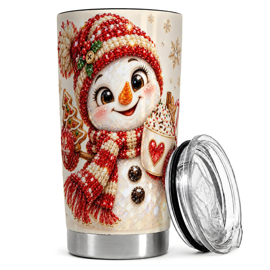 Christmas Cocoa Snowman 20oz Tumbler, Holiday Travel Cup for Women