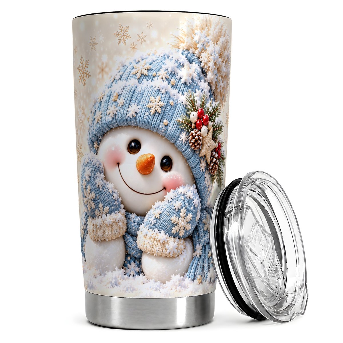 Blue Snowman 20oz Tumbler, Christmas Travel Cup for Winter Fans