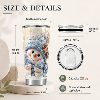#pl[20oz|Steel] Blue Snowman 20oz Tumbler, Christmas Travel Cup for Winter Fans