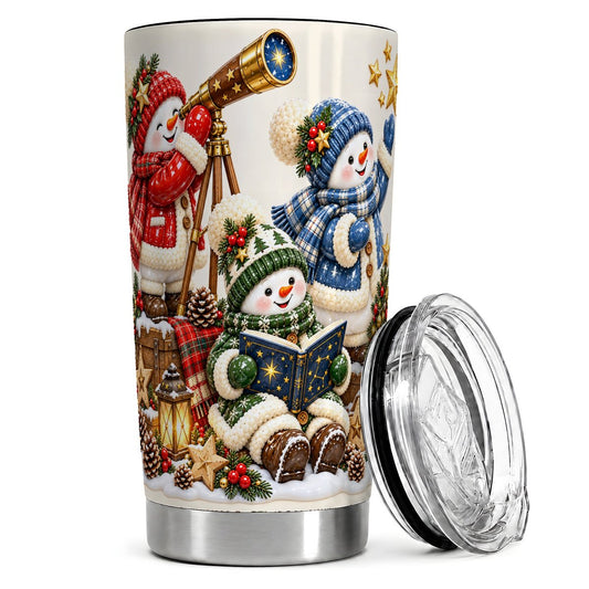 Snowman Stargazing 20oz Tumbler, Starry Holiday Travel Cup for Women