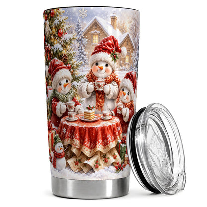 Snowman Christmas Tea 20oz Tumbler, Cozy Holiday Travel Cup for Women