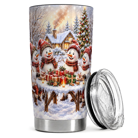 Snowman Friends 20oz Tumbler, Christmas Travel Cup, Holiday Cheer