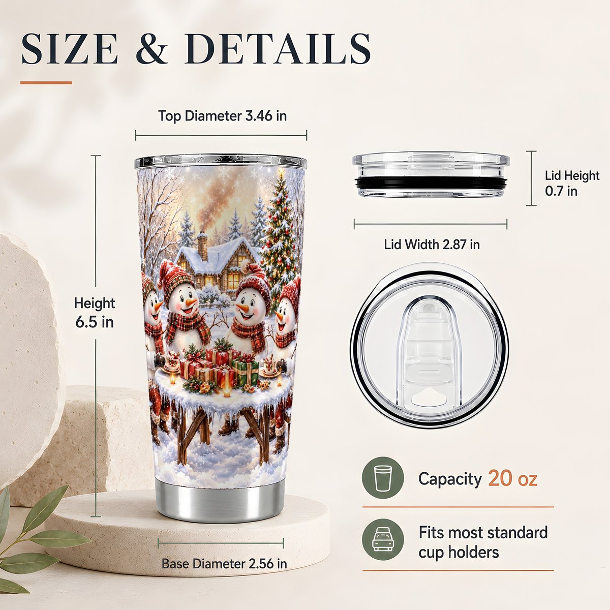 #pl[20oz|Steel] Snowman Friends 20oz Tumbler, Christmas Travel Cup, Holiday Cheer