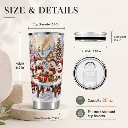 #pl[20oz|Steel] Snowman Friends 20oz Tumbler, Christmas Travel Cup, Holiday Cheer