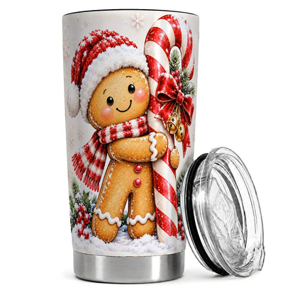 Gingerbread Candy Cane 20oz Tumbler, Christmas Travel Cup, Sweet Cheer